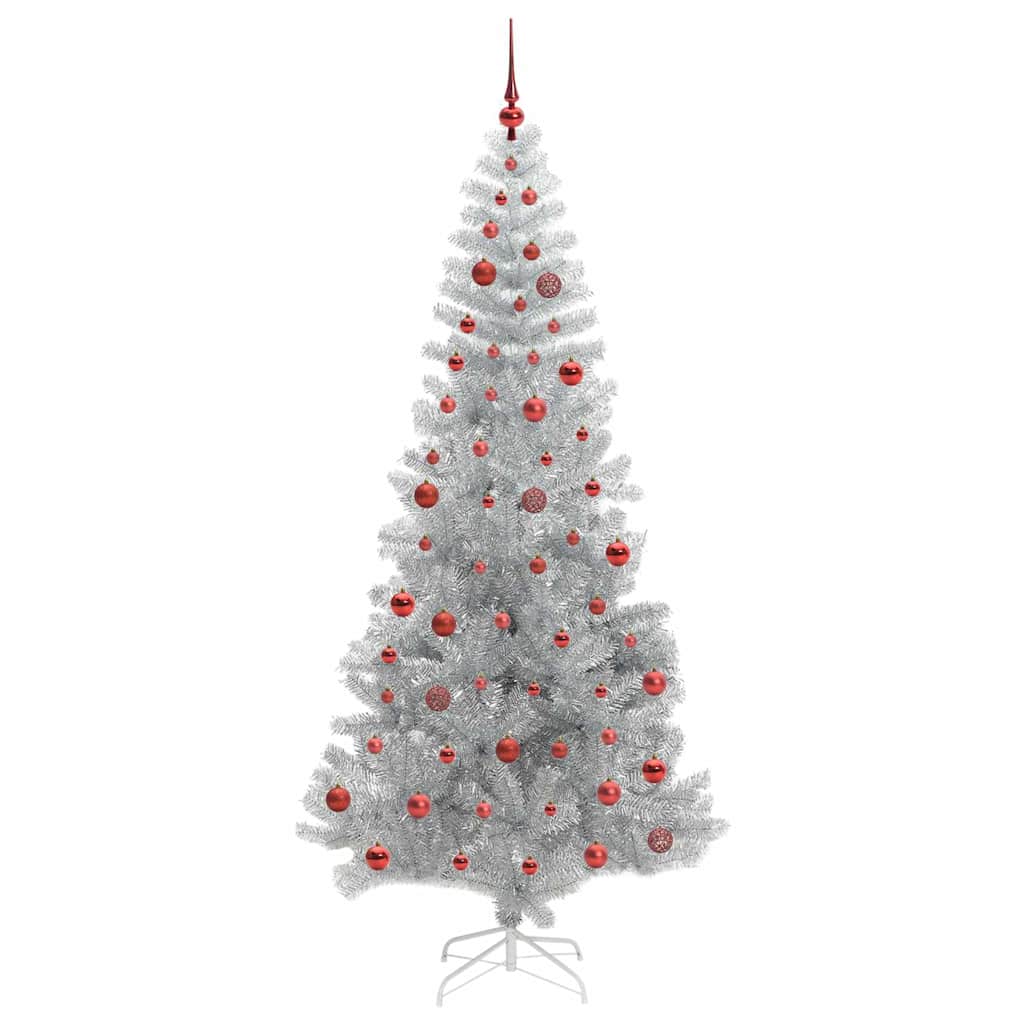 Christmas Tree with 300 LEDs with Stand Silver 210 cm PET