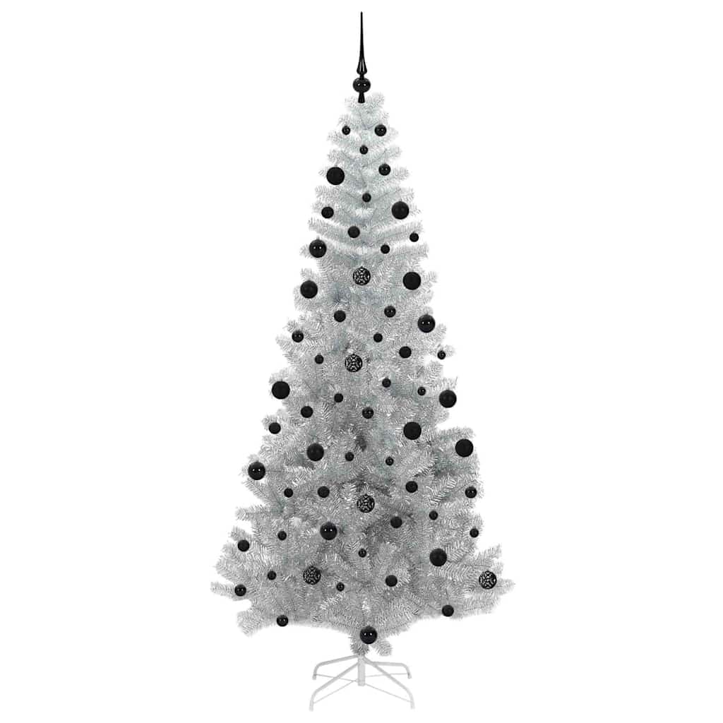 Christmas Tree with 300 LEDs with Stand Silver 210 cm PET