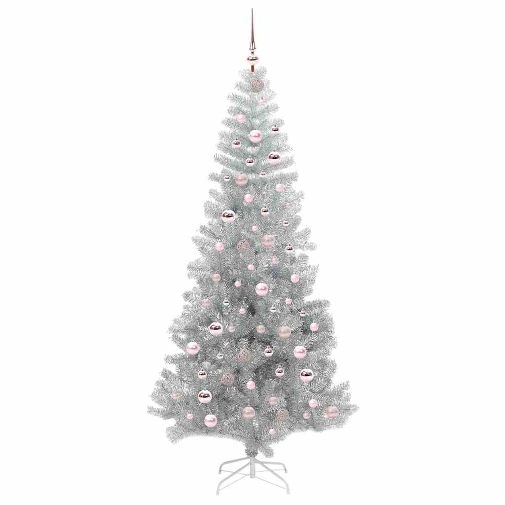 Christmas Tree with 300 LEDs with Stand Silver 210 cm PET