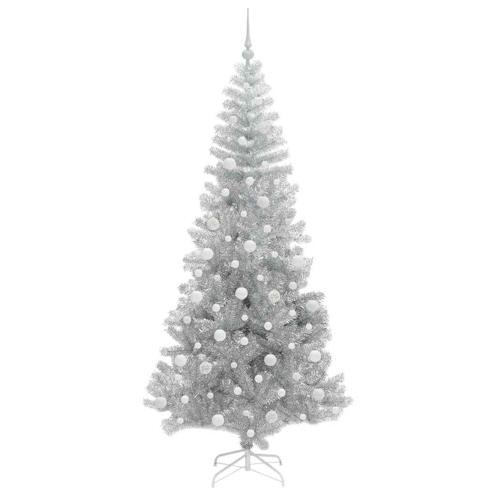 Christmas Tree with 300 LEDs with Stand Silver 210 cm PET