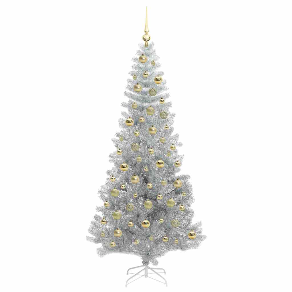 Christmas Tree with 300 LEDs with Stand Silver 210 cm PET