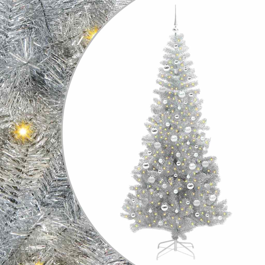 Christmas Tree with 300 LEDs with Stand Silver 210 cm PET