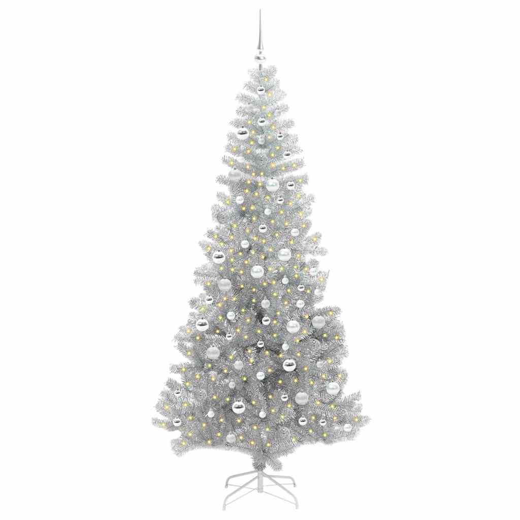 Christmas Tree with 300 LEDs with Stand Silver 210 cm PET