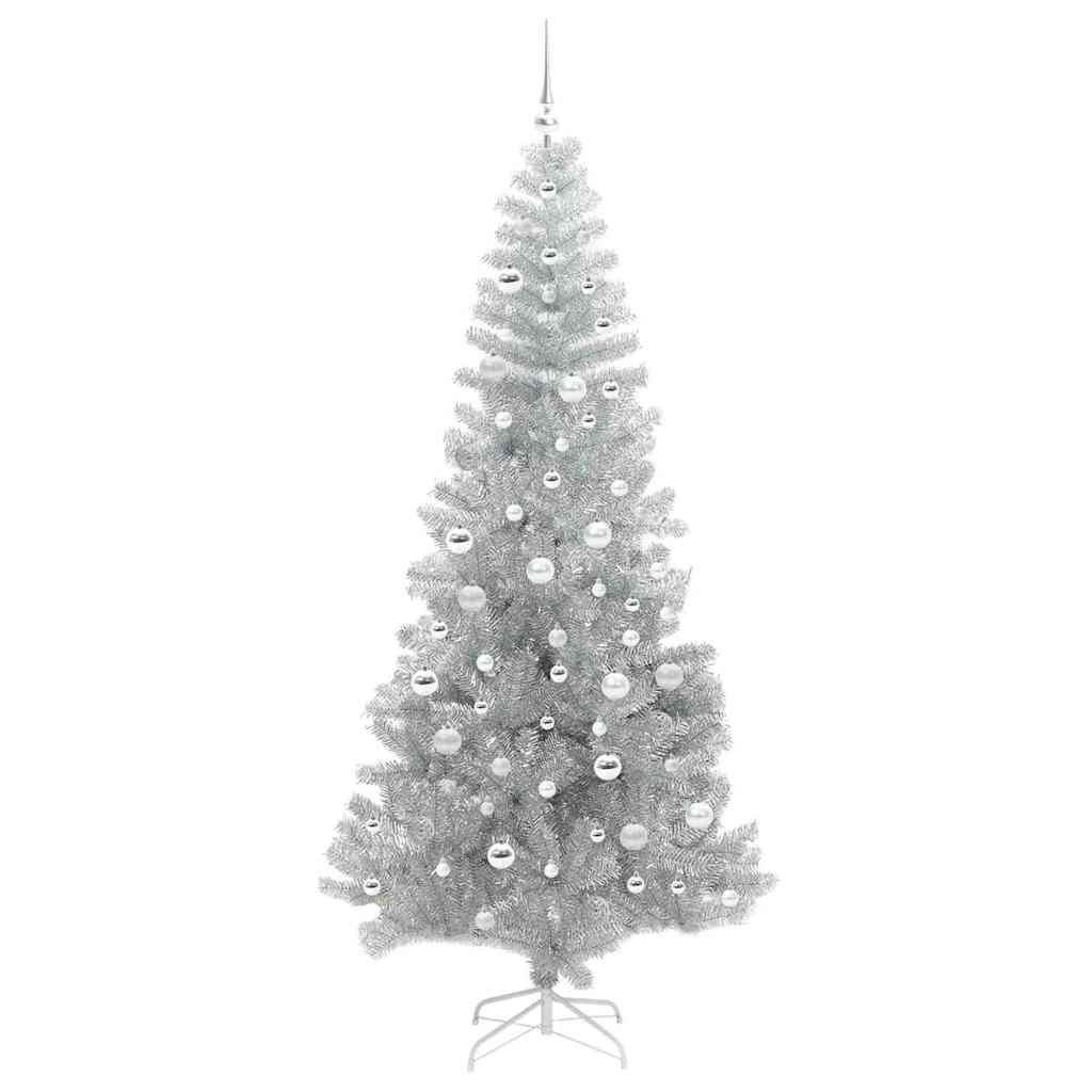 Christmas Tree with 300 LEDs with Stand Silver 210 cm PET