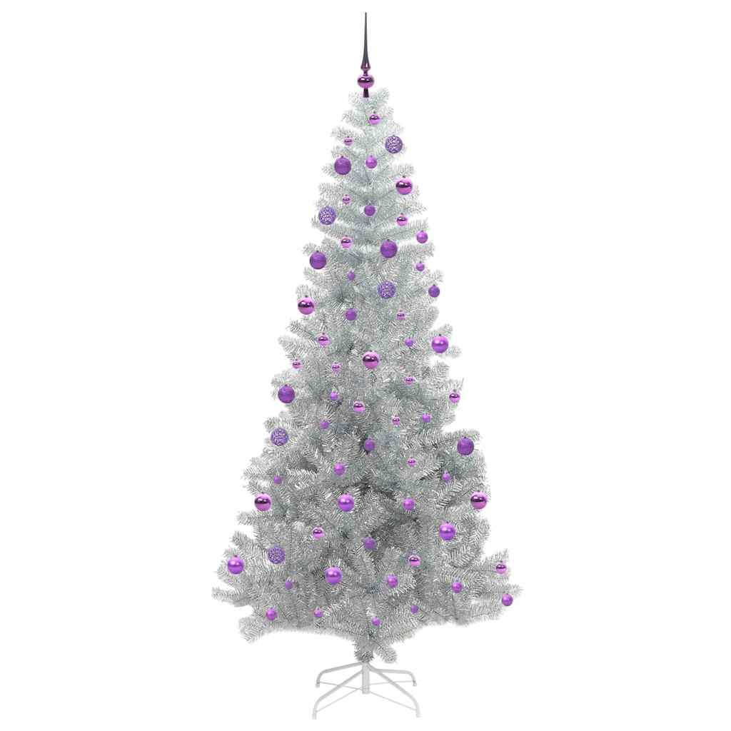 Christmas Tree with 300 LEDs with Stand Silver 210 cm PET