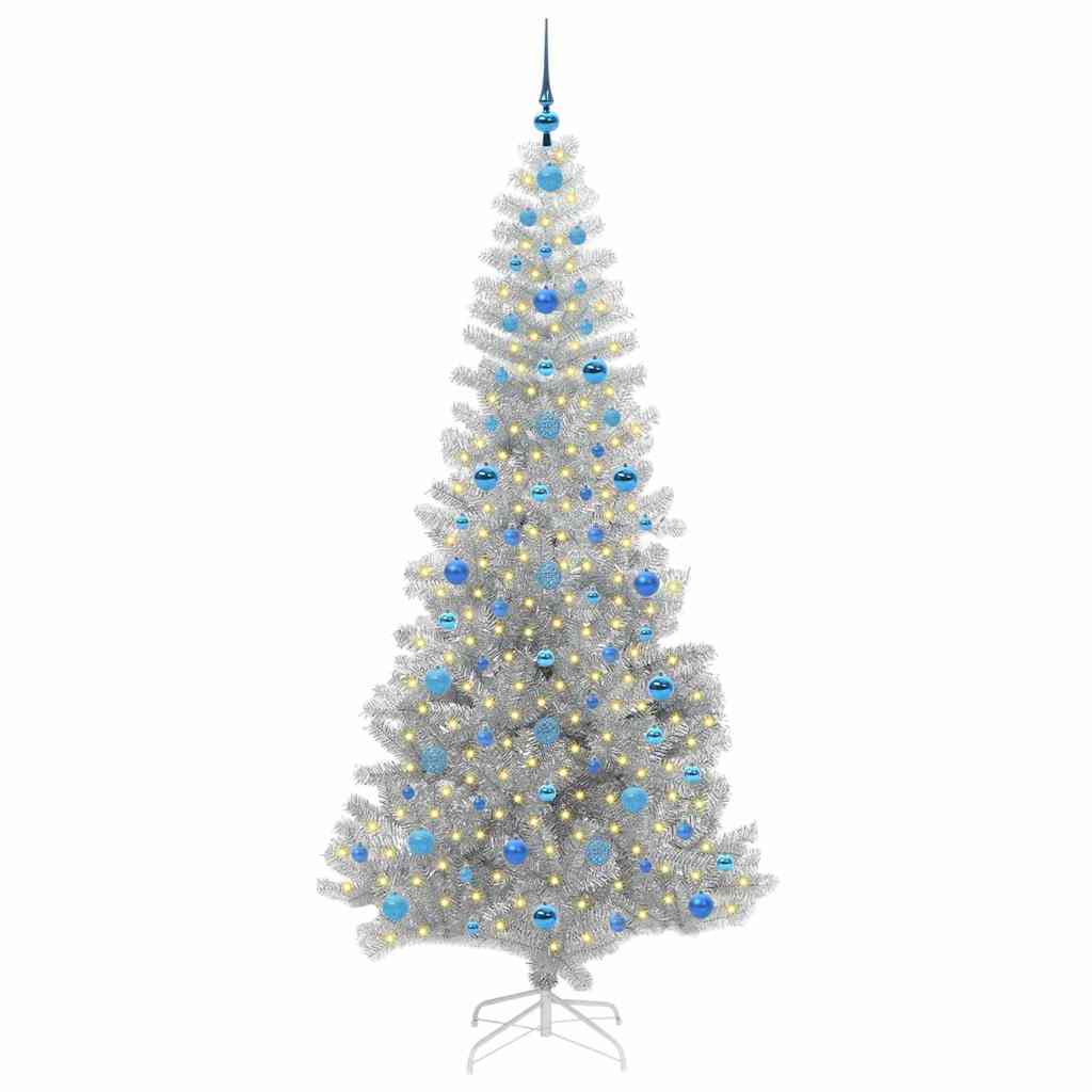 Christmas Tree with 300 LEDs with Stand Silver 210 cm PET