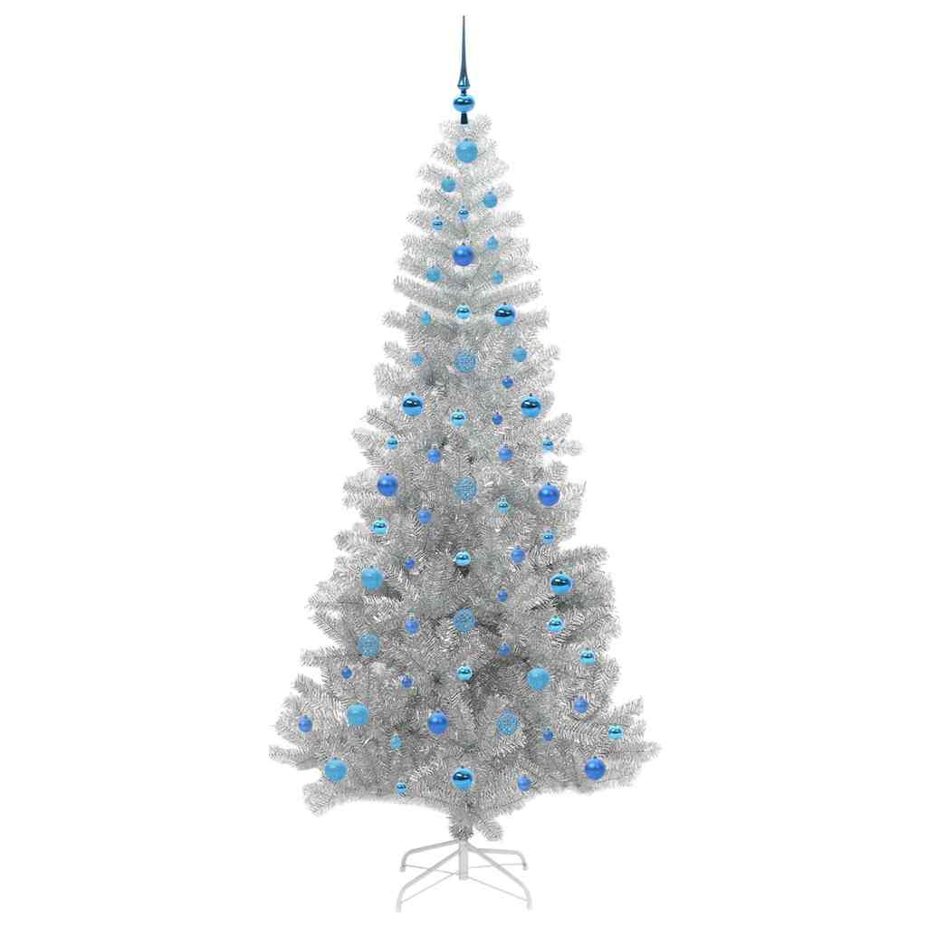 Christmas Tree with 300 LEDs with Stand Silver 210 cm PET