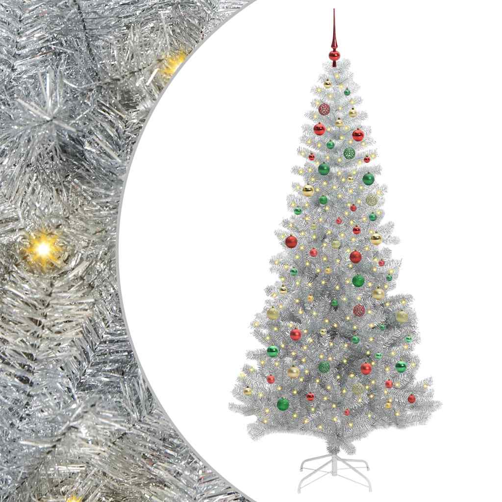 Christmas Tree with 300 LEDs with Stand Silver 210 cm PET