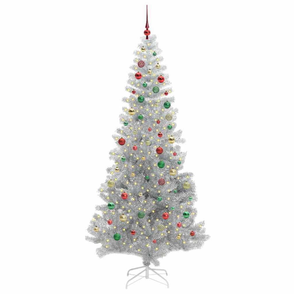 Christmas Tree with 300 LEDs with Stand Silver 210 cm PET
