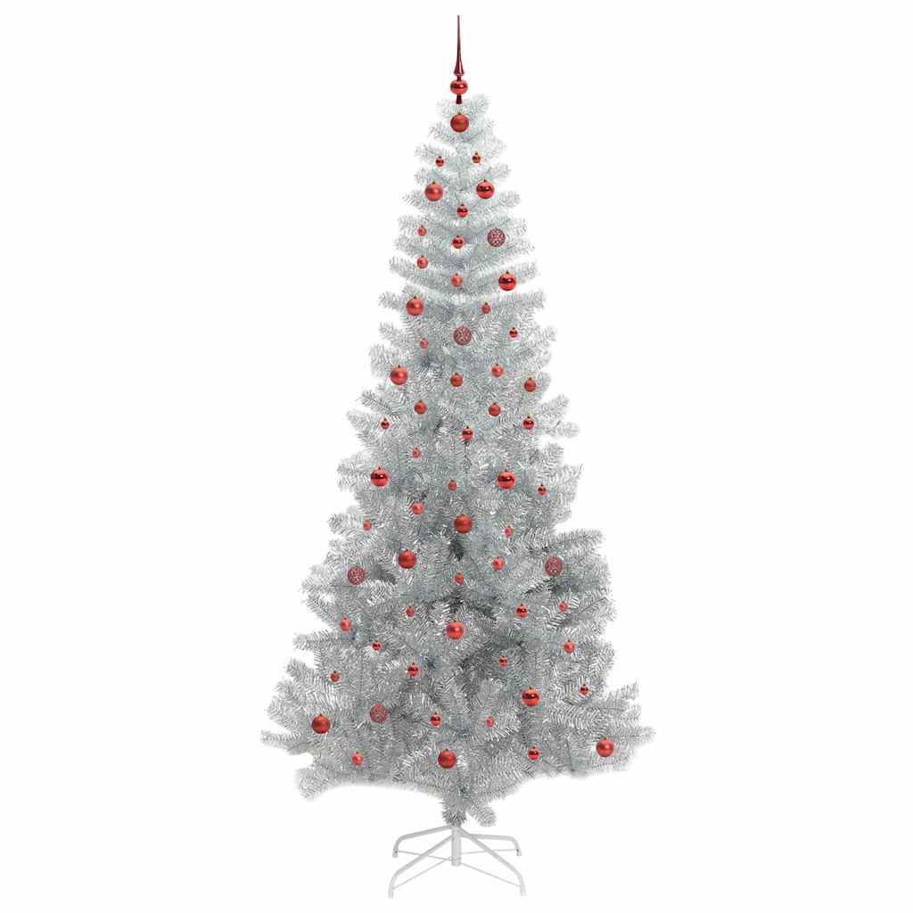 Christmas Tree with 300 LEDs with Stand Silver 240 cm PET