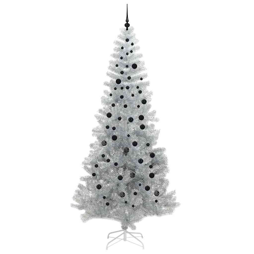 Christmas Tree with 300 LEDs with Stand Silver 240 cm PET