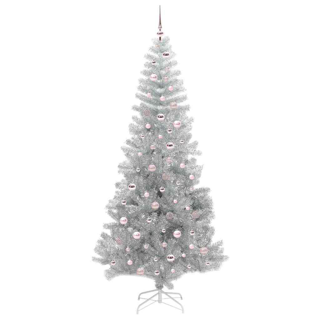 Christmas Tree with 300 LEDs with Stand Silver 240 cm PET