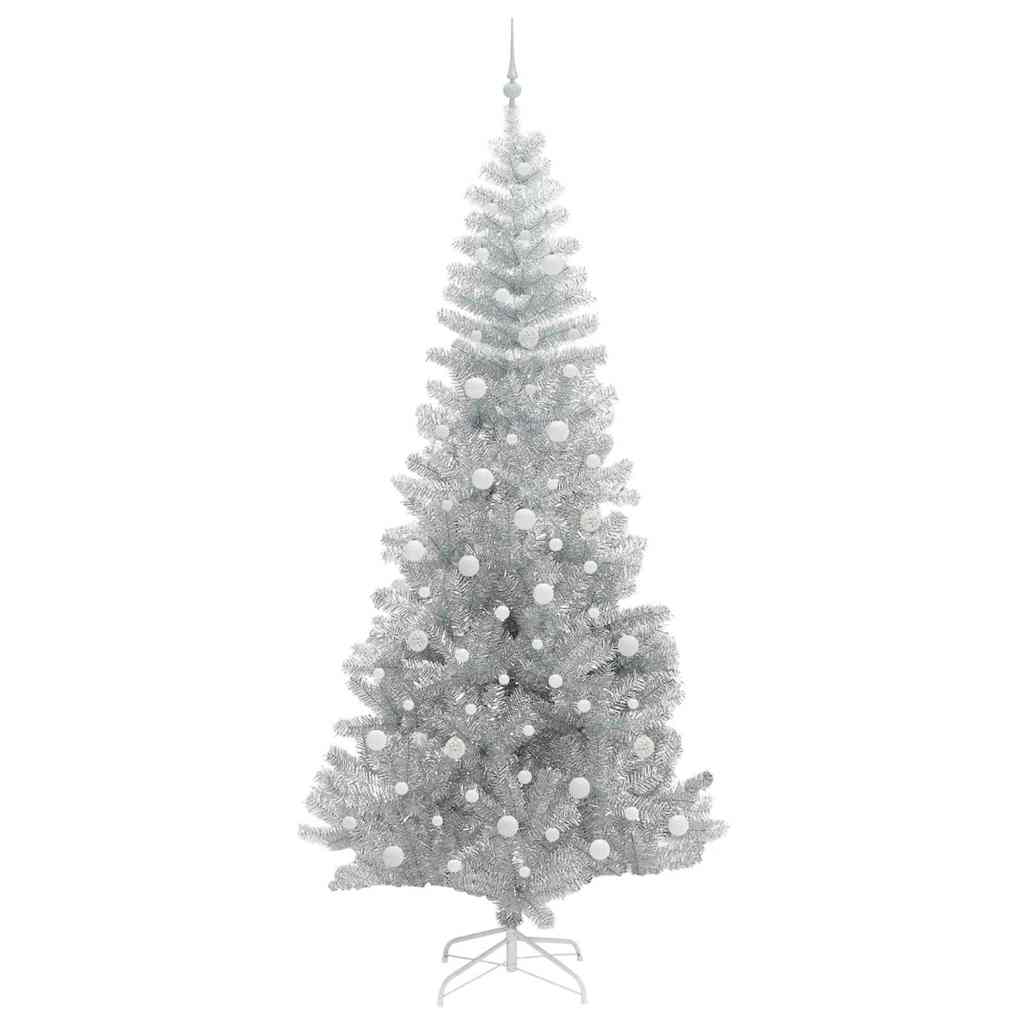 Christmas Tree with 300 LEDs with Stand Silver 240 cm PET