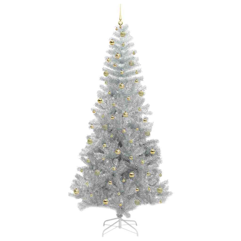 Christmas Tree with 300 LEDs with Stand Silver 240 cm PET