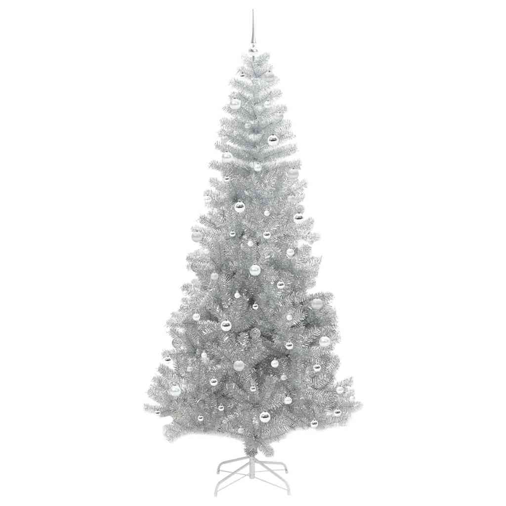 Christmas Tree with 300 LEDs with Stand Silver 240 cm PET