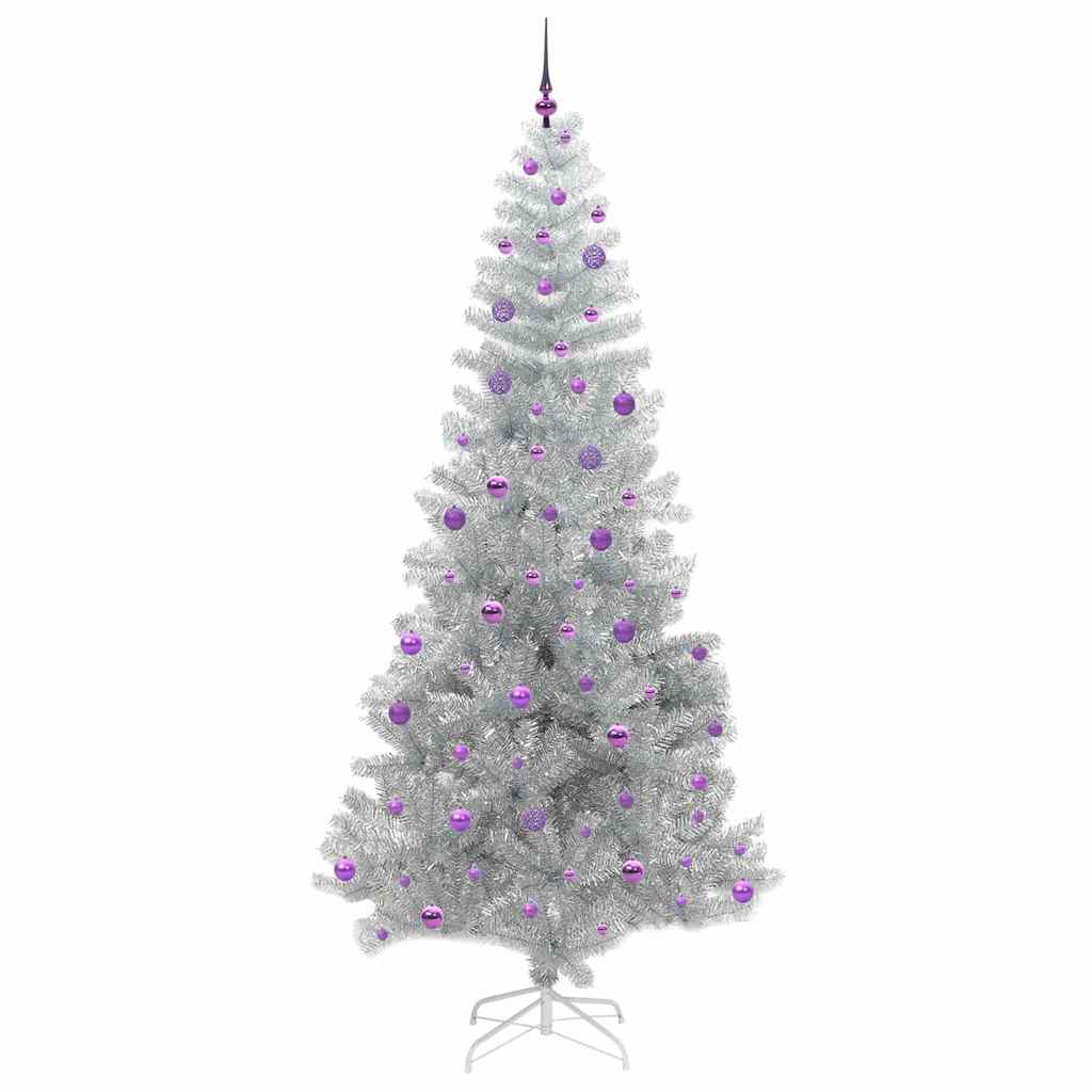 Christmas Tree with 300 LEDs with Stand Silver 240 cm PET