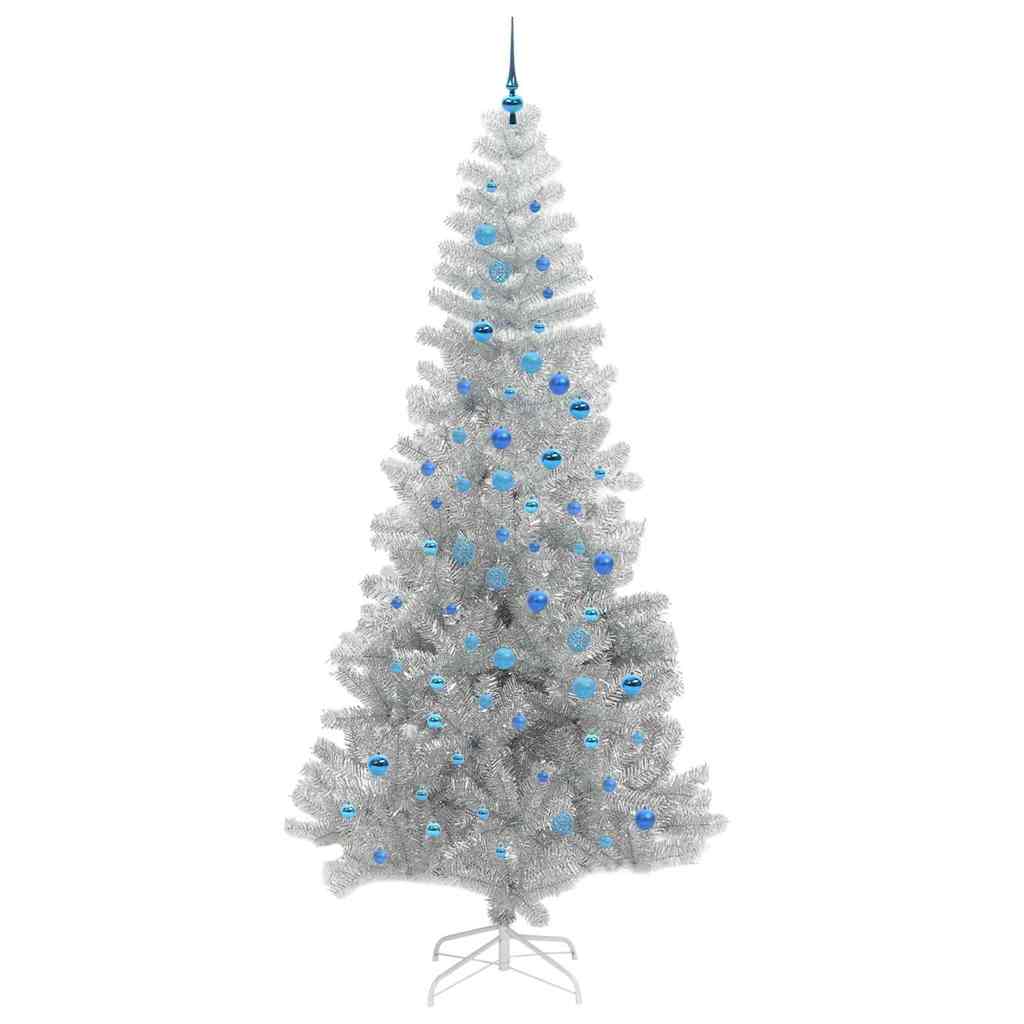 Christmas Tree with 300 LEDs with Stand Silver 240 cm PET