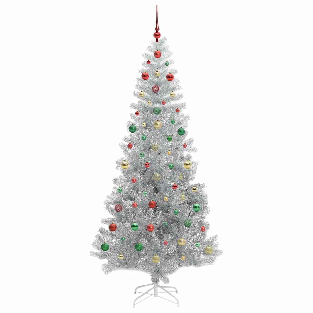Christmas Tree with 300 LEDs with Stand Silver 240 cm PET