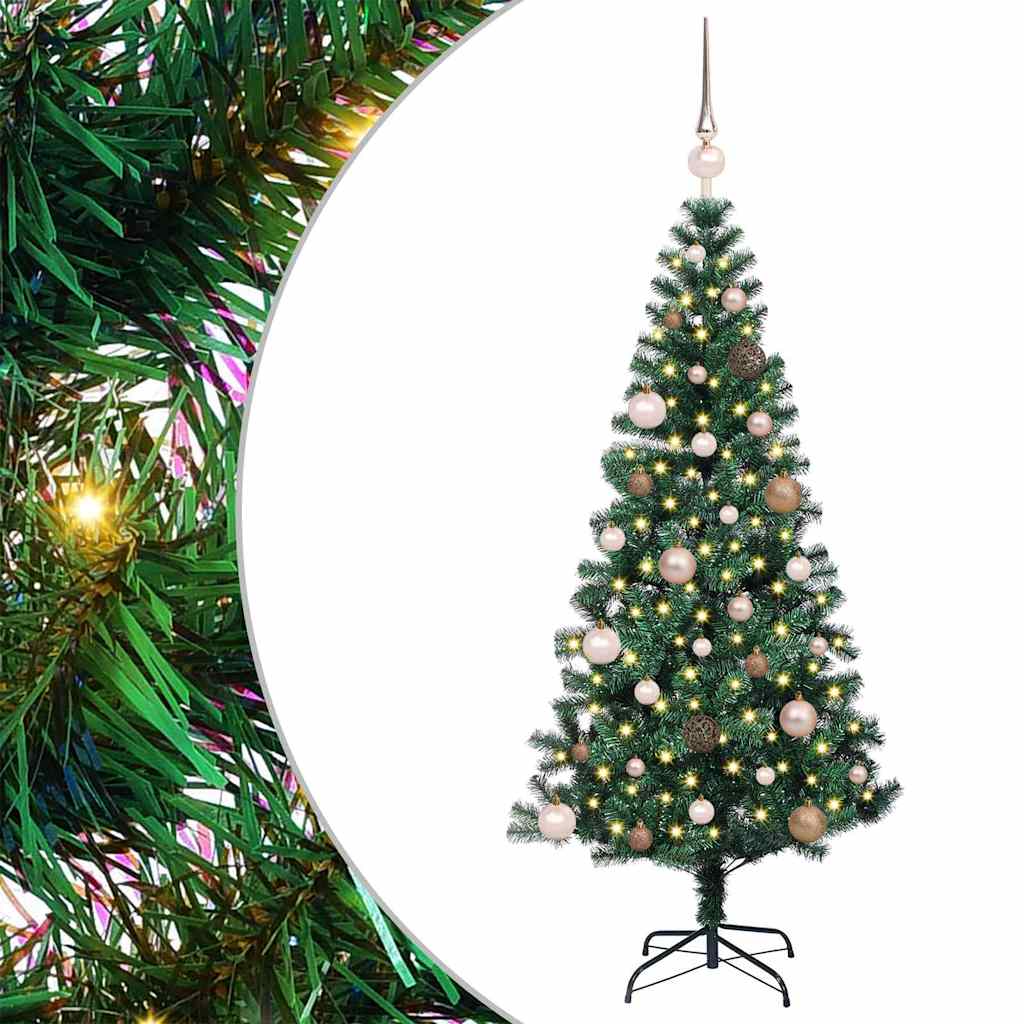 Artificial Pre-lit Christmas Tree Green 150 cm PVC and Metal