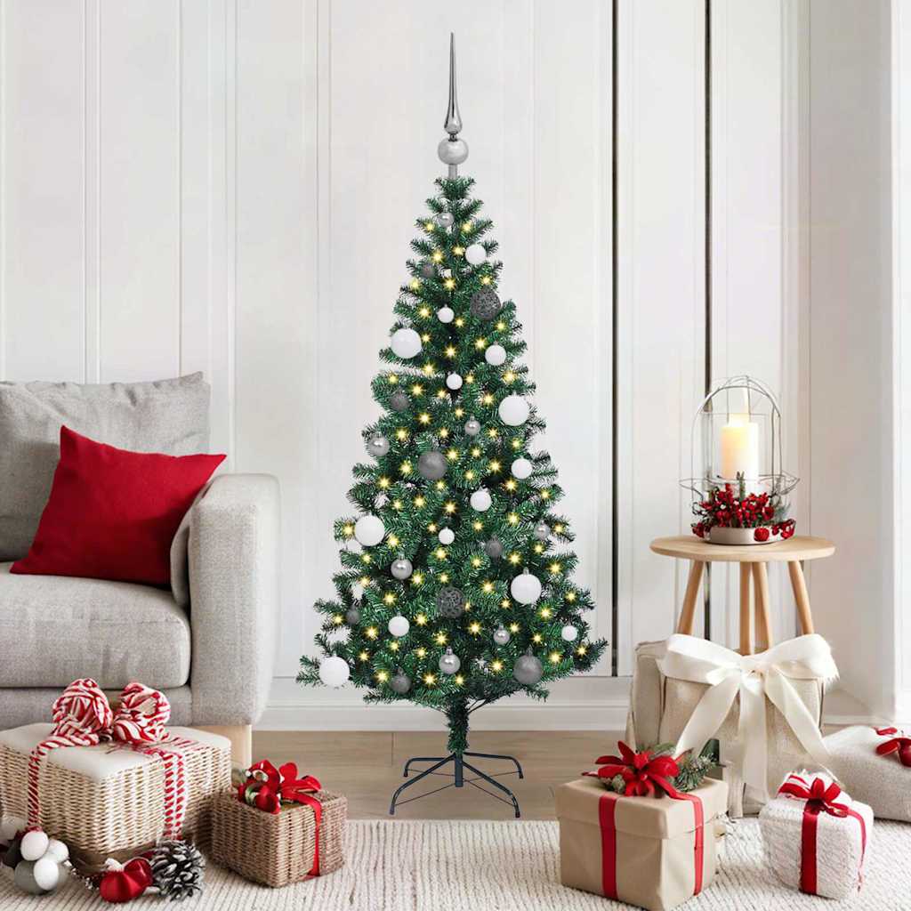 Artificial Pre-lit Christmas Tree Green 150 cm PVC and Metal
