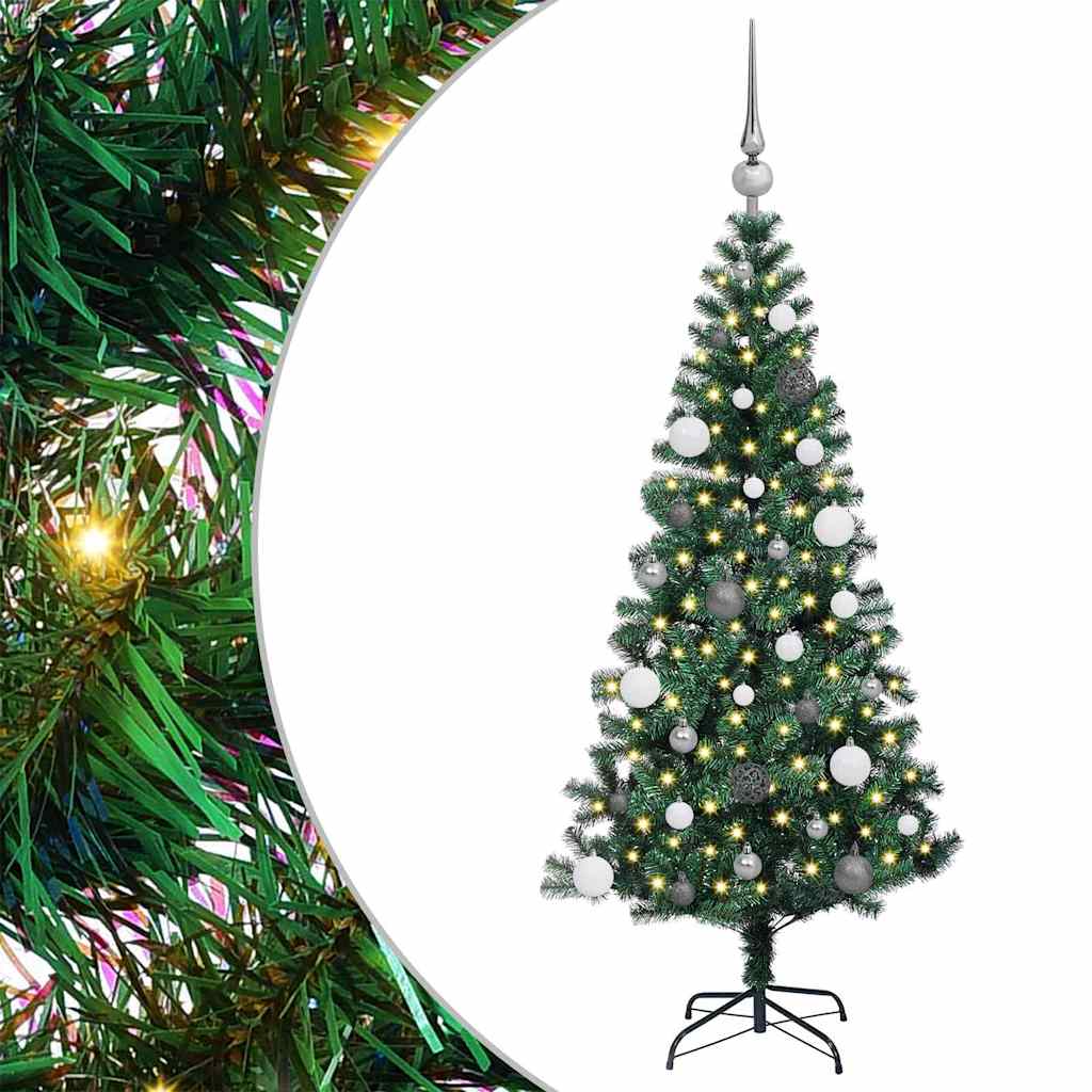 Artificial Pre-lit Christmas Tree Green 150 cm PVC and Metal