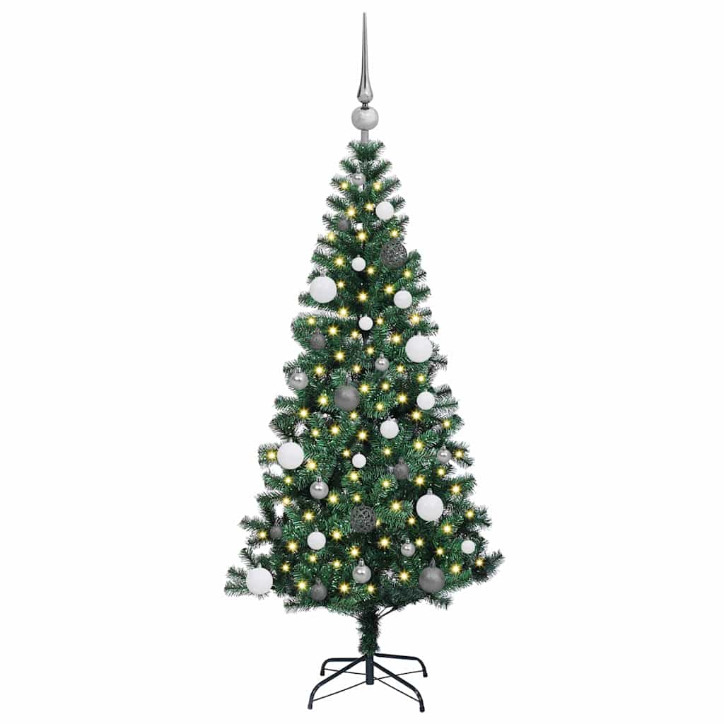 Artificial Pre-lit Christmas Tree Green 150 cm PVC and Metal