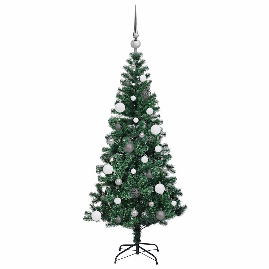 Artificial Pre-lit Christmas Tree Green 150 cm PVC and Metal