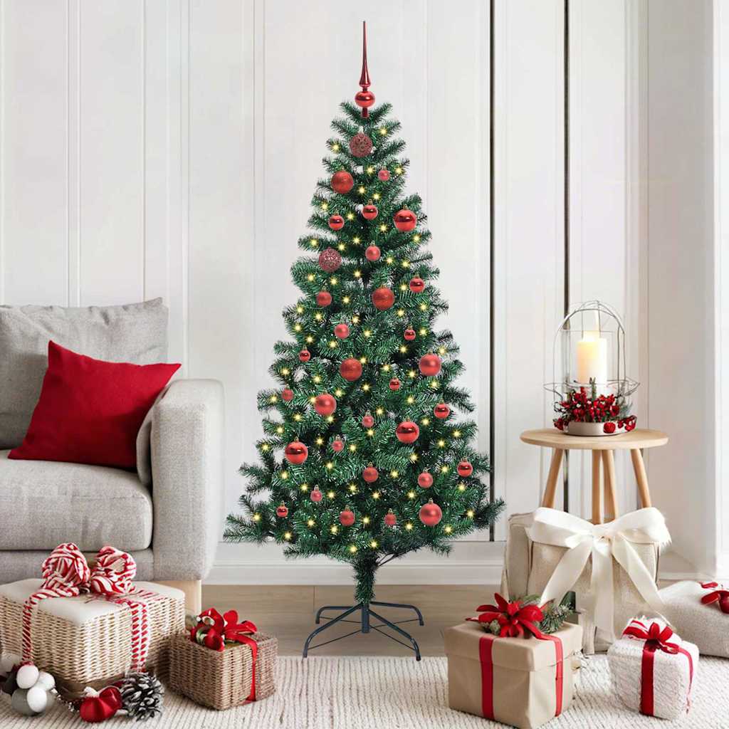 Artificial Pre-lit Christmas Tree Green 150 cm PVC and Metal