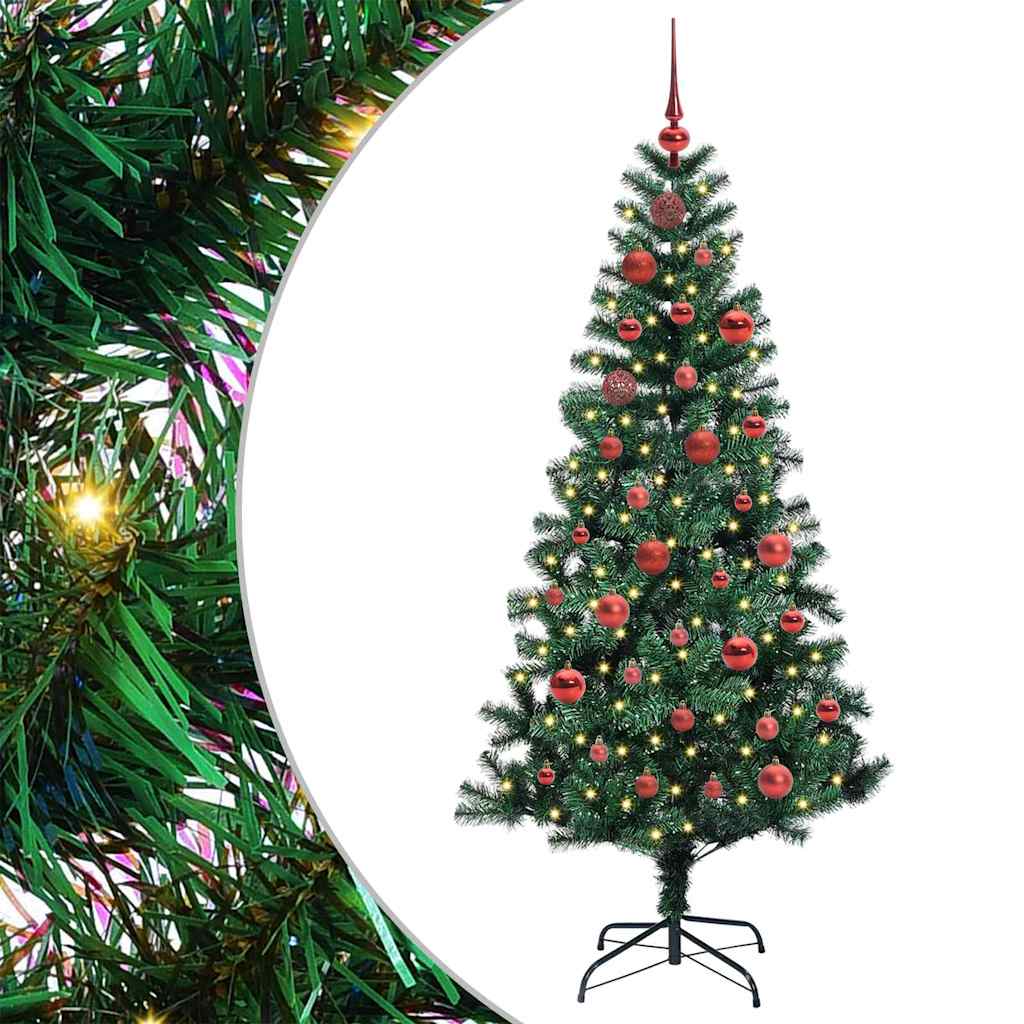 Artificial Pre-lit Christmas Tree Green 150 cm PVC and Metal