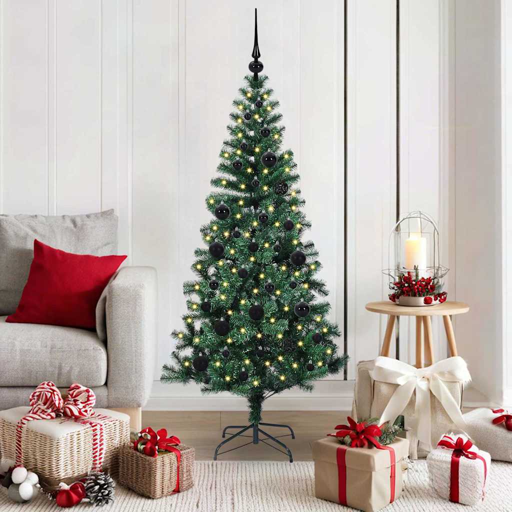 Artificial Pre-lit Christmas Tree Green 150 cm PVC and Metal