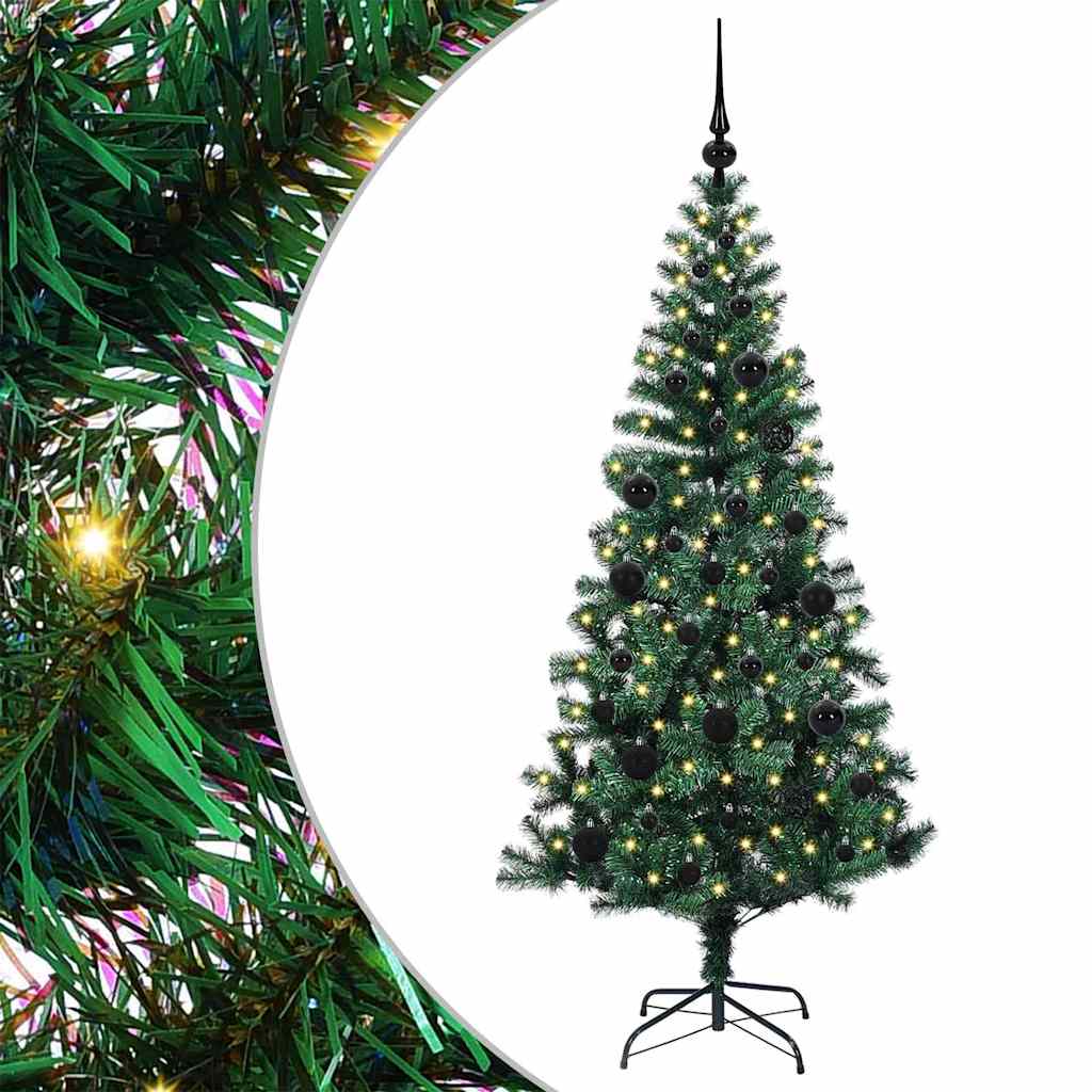 Artificial Pre-lit Christmas Tree Green 150 cm PVC and Metal