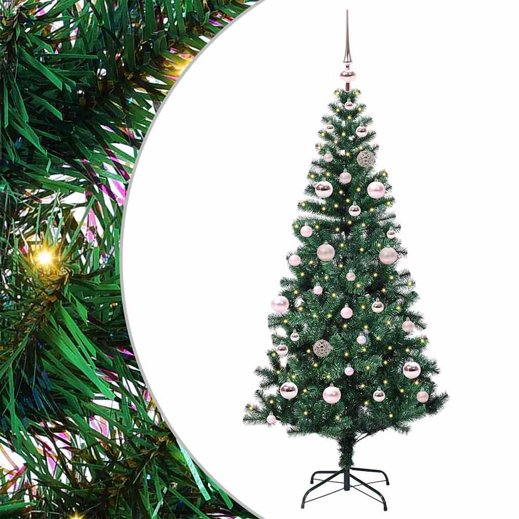 Artificial Pre-lit Christmas Tree Green 150 cm PVC and Metal