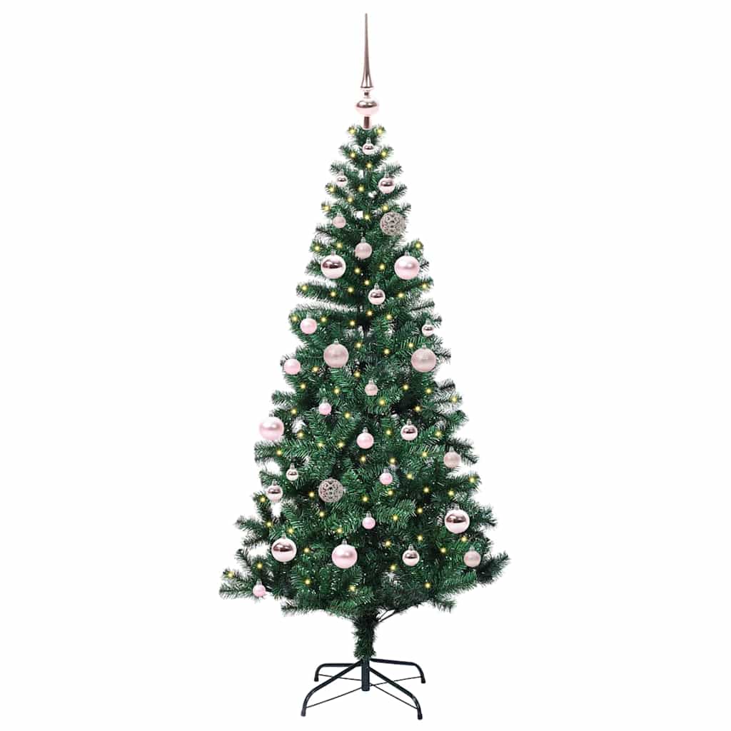 Artificial Pre-lit Christmas Tree Green 150 cm PVC and Metal