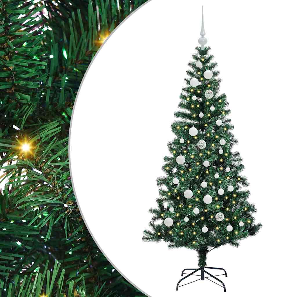 Artificial Pre-lit Christmas Tree Green 150 cm PVC and Metal