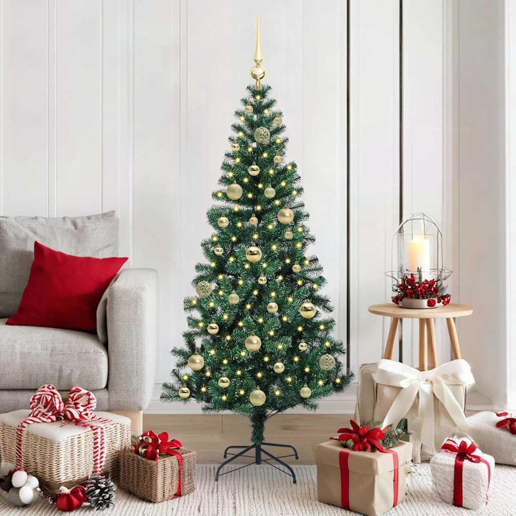 Artificial Pre-lit Christmas Tree Green 150 cm PVC and Metal