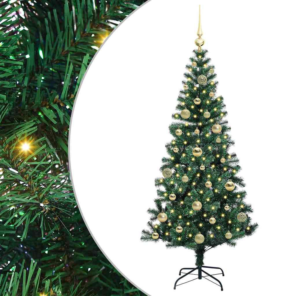 Artificial Pre-lit Christmas Tree Green 150 cm PVC and Metal