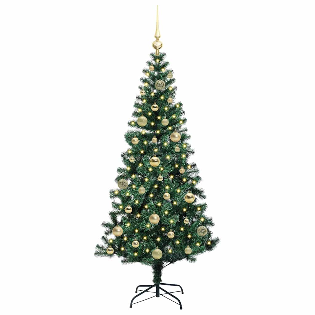 Artificial Pre-lit Christmas Tree Green 150 cm PVC and Metal