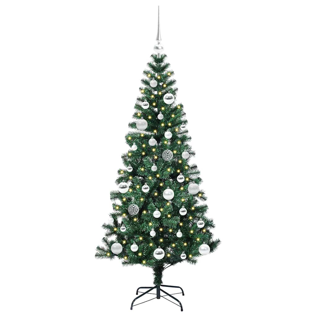 Artificial Pre-lit Christmas Tree Green 150 cm PVC and Metal