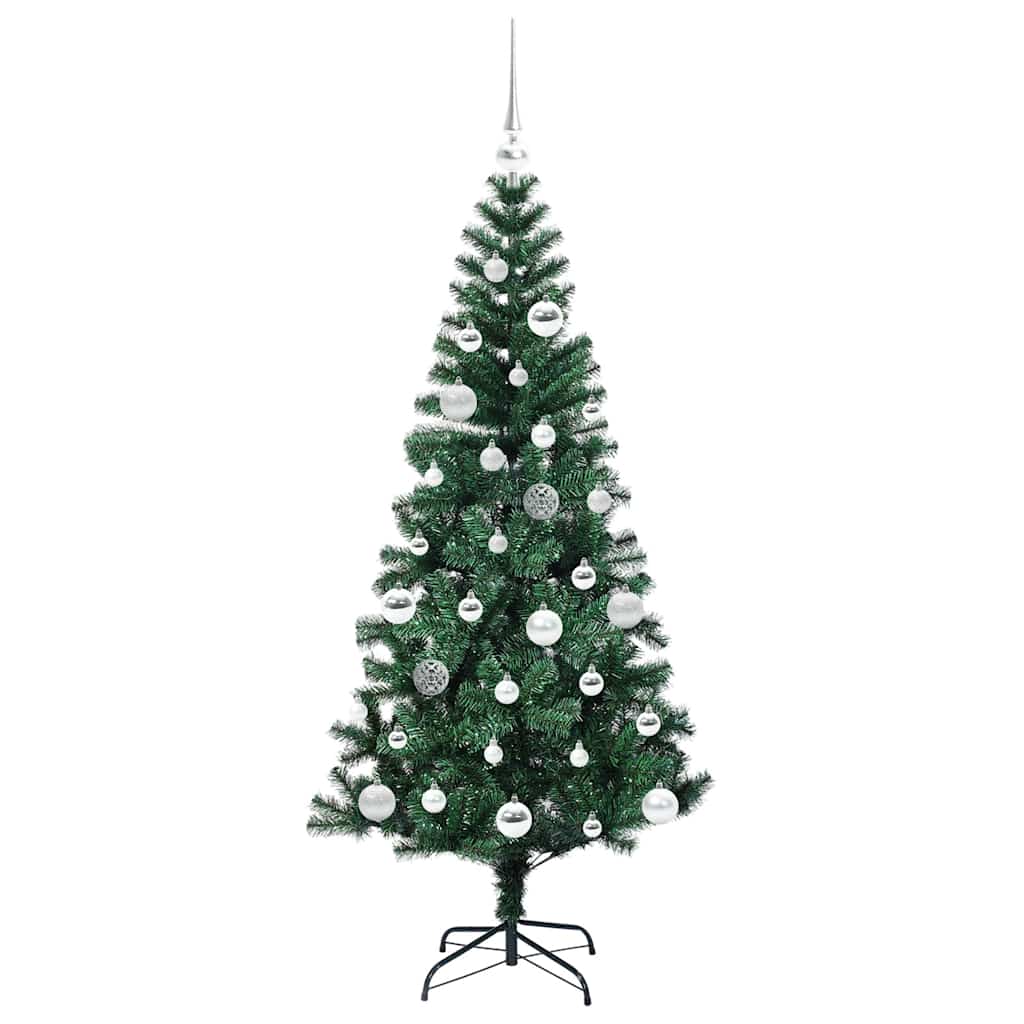 Artificial Pre-lit Christmas Tree Green 150 cm PVC and Metal