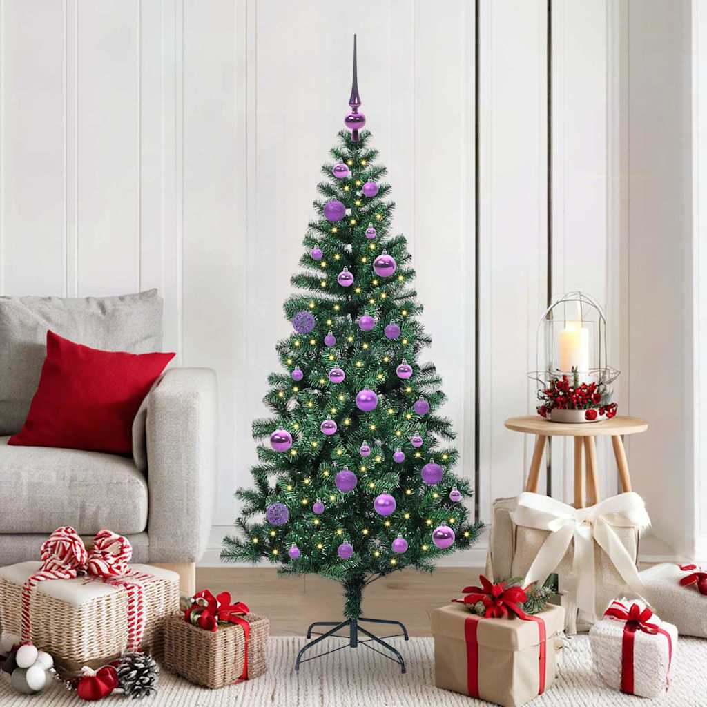 Artificial Pre-lit Christmas Tree Green 150 cm PVC and Metal