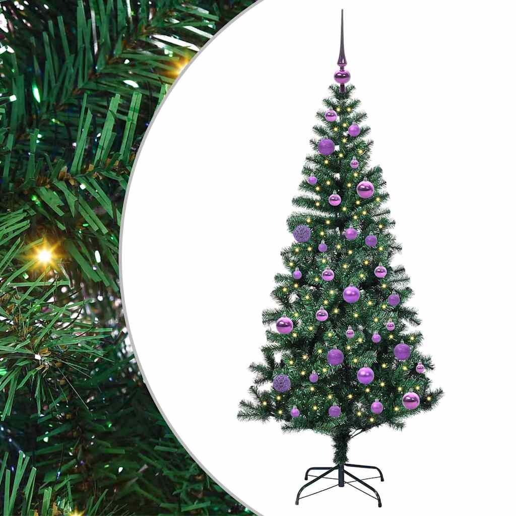 Artificial Pre-lit Christmas Tree Green 150 cm PVC and Metal