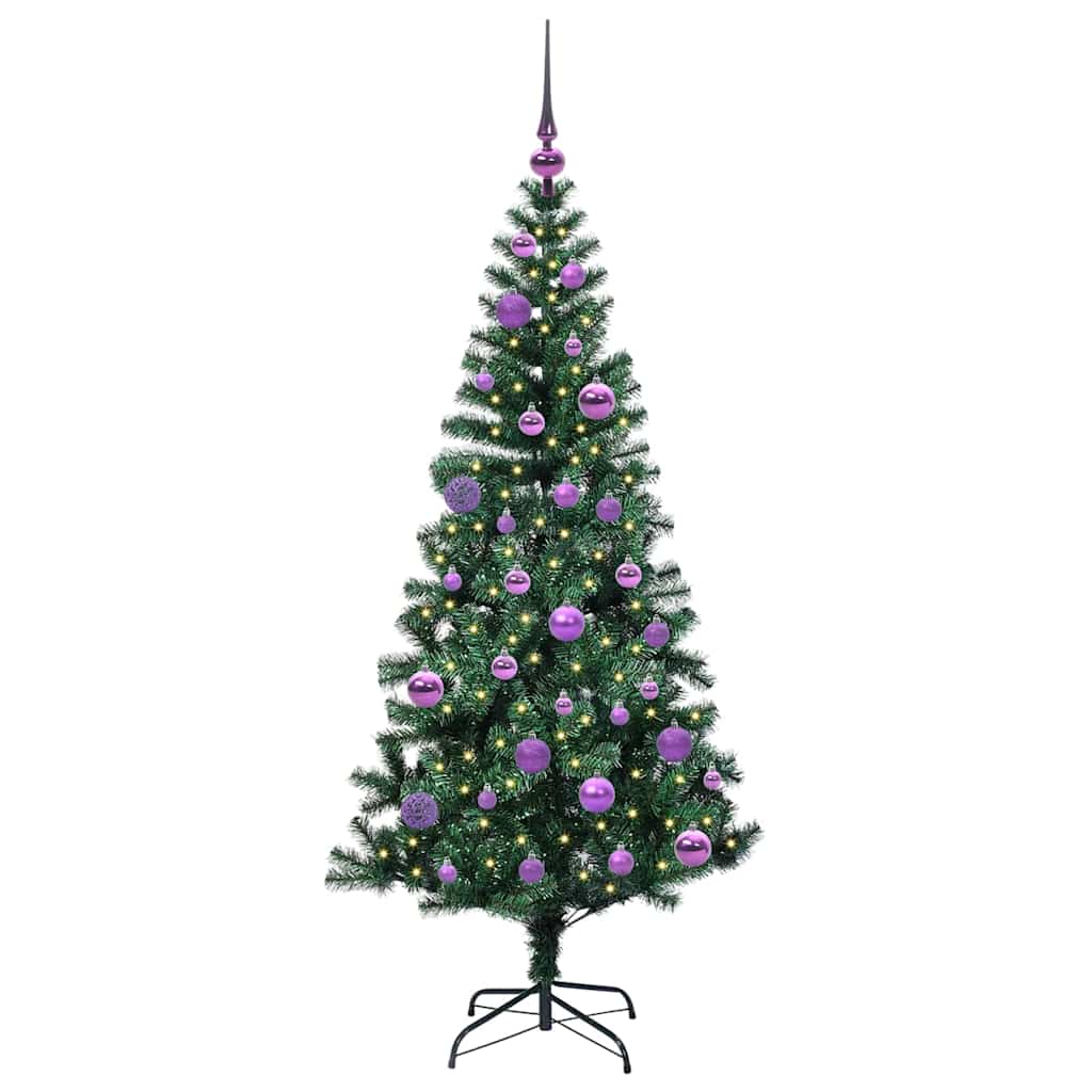 Artificial Pre-lit Christmas Tree Green 150 cm PVC and Metal