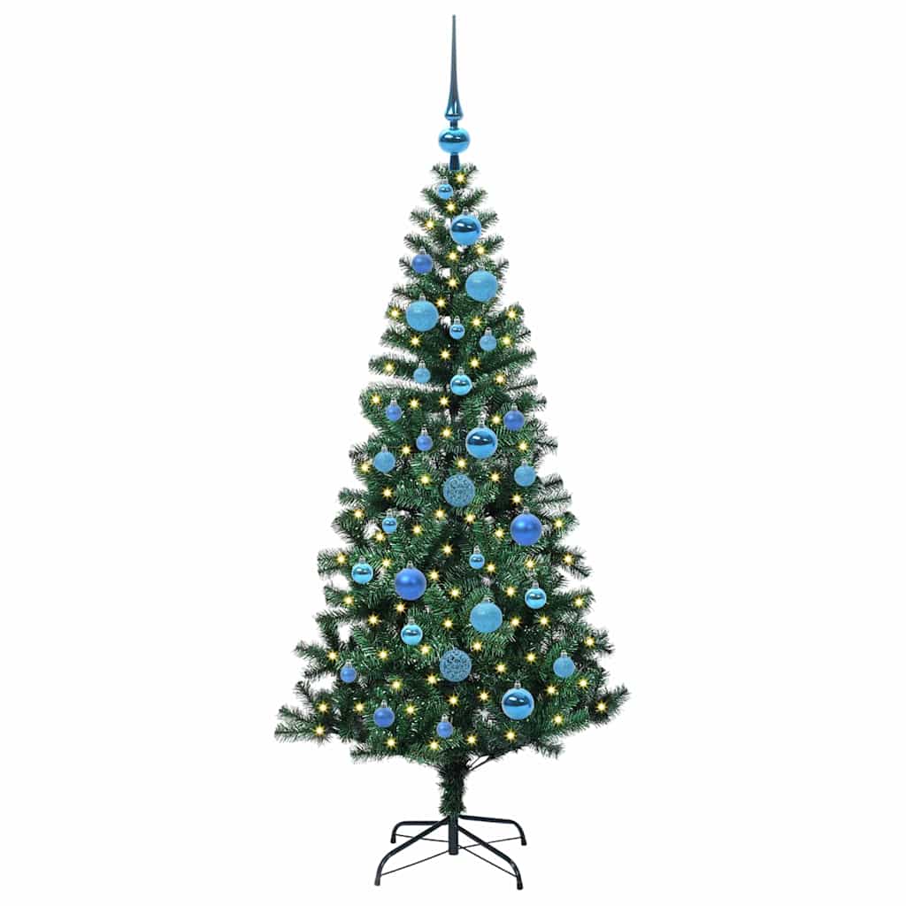 Artificial Pre-lit Christmas Tree Green 150 cm PVC and Metal