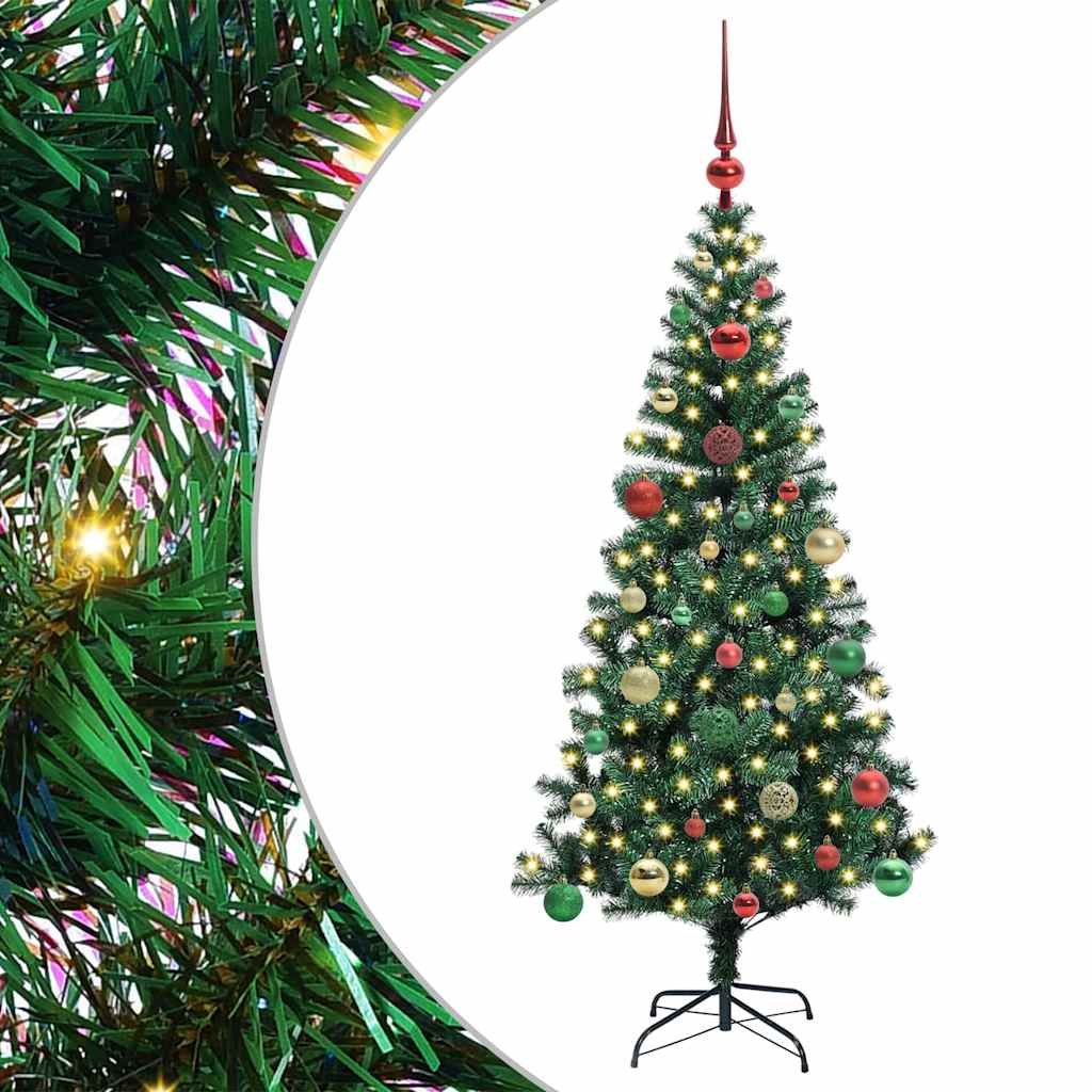 Artificial Pre-lit Christmas Tree Green 150 cm PVC and Metal