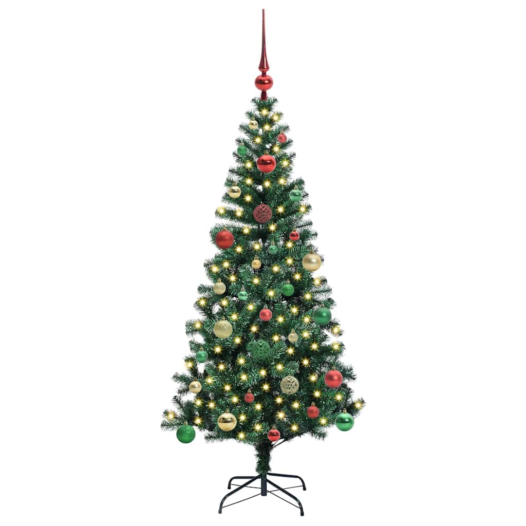 Artificial Pre-lit Christmas Tree Green 150 cm PVC and Metal