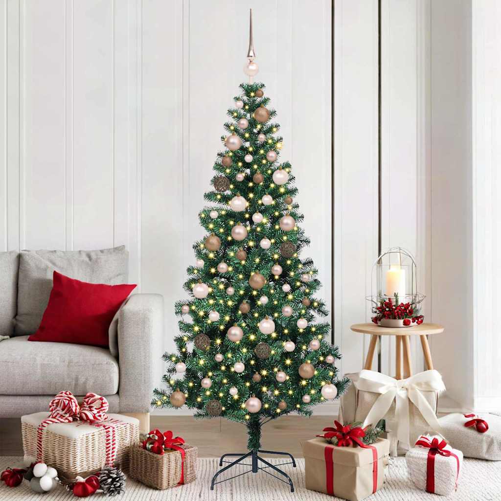 Artificial Pre-lit Christmas Tree Green 180 cm PVC and Metal