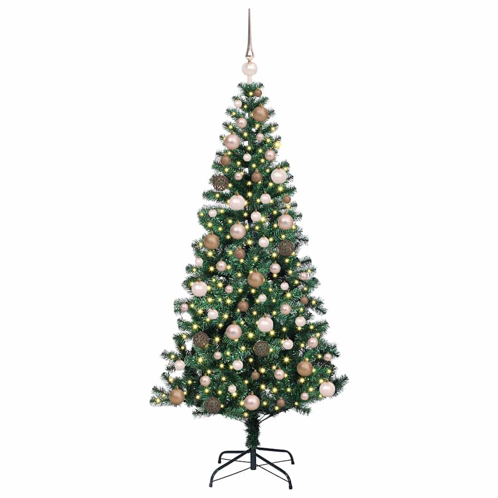 Artificial Pre-lit Christmas Tree Green 180 cm PVC and Metal