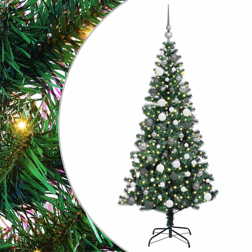 Artificial Pre-lit Christmas Tree Green 180 cm PVC and Metal