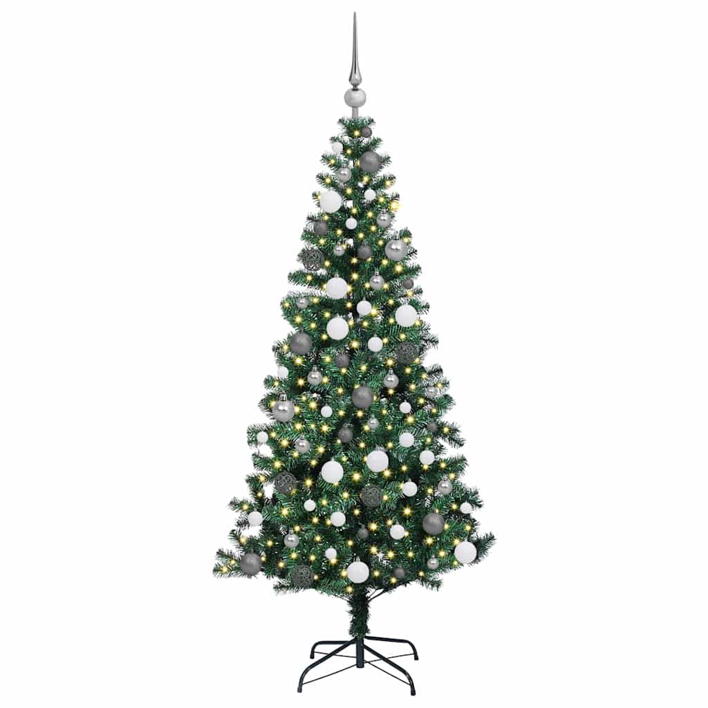 Artificial Pre-lit Christmas Tree Green 180 cm PVC and Metal