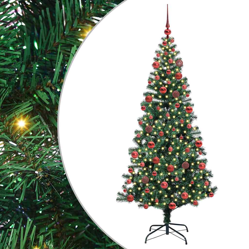 Artificial Pre-lit Christmas Tree Green 180 cm PVC and Metal